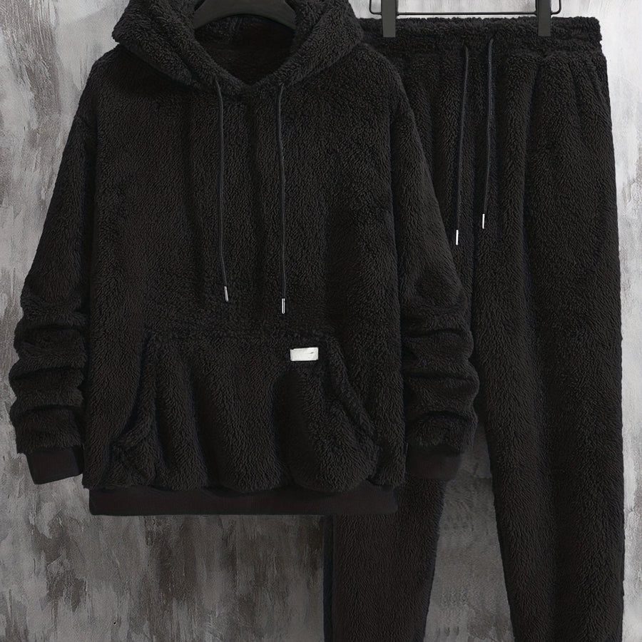 Ensemble Homme Loungewear Molleton Capuche et Pantalon Teddy Poil Long