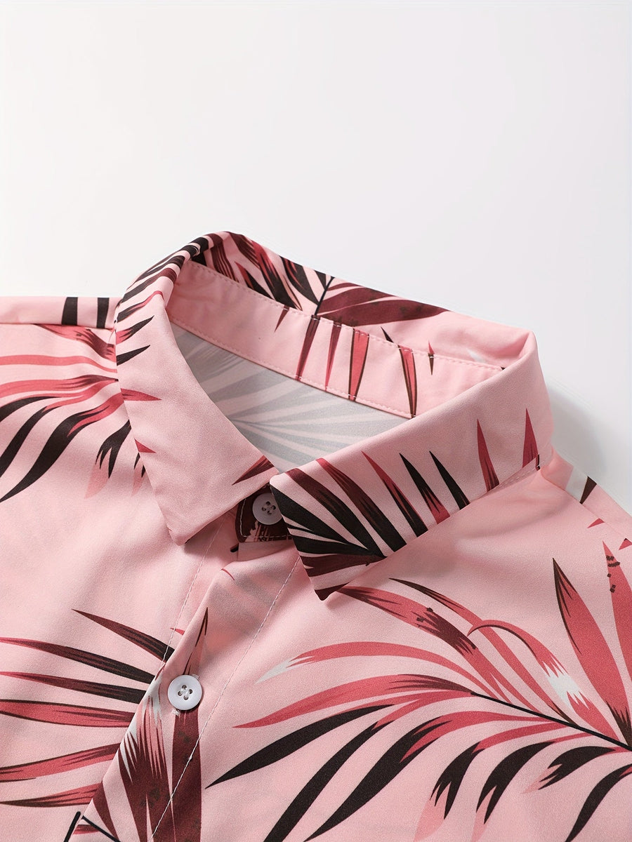 Afslappet sommeroutfit til mænd - Skjorte med palmeprint & shorts - Strand- og feriestil