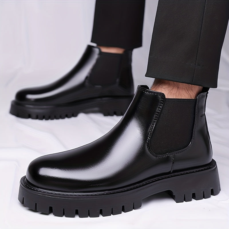 Bottes Chelsea noires à semelle crantée basses pour homme, style bottines classiques
