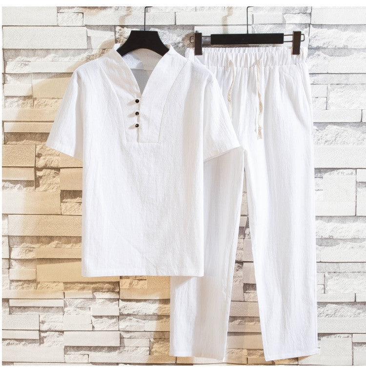 Conjunto casual de verano para hombre con mangas cortas estilo moderno