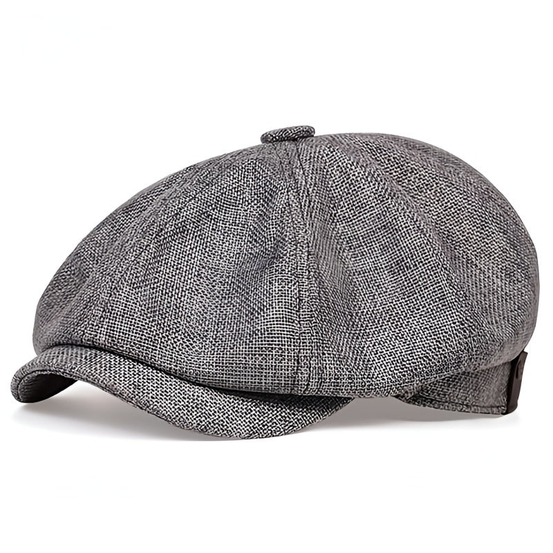 Men's Gatsby-Style Flat Beret Cap, Various Colors, Elegant Visual Texture