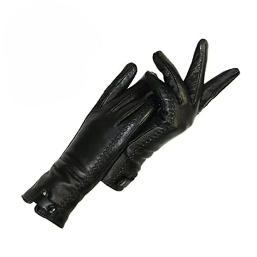 Elegantes guantes negros de invierno de material suave