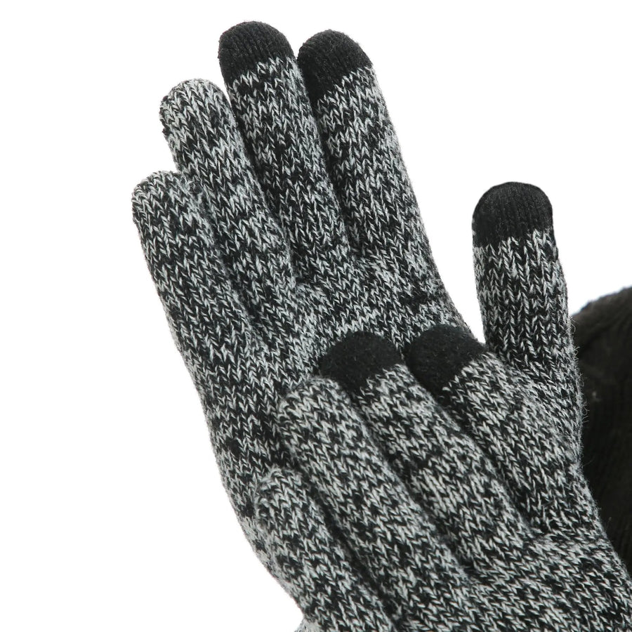 Conjunto de invierno de punto para hombre - Gorro, bufanda y guantes táctiles - Color liso