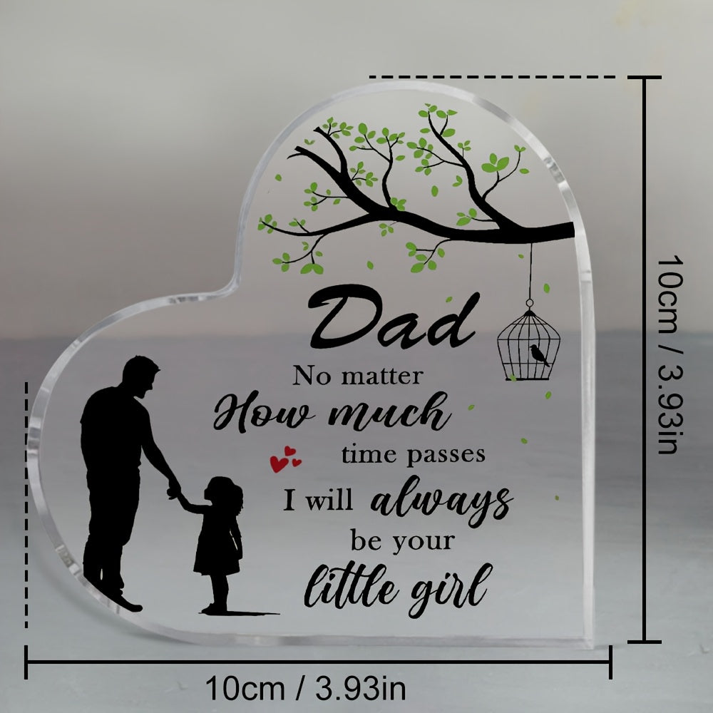 Regalo decorativo per papà – Targa a forma di cuore con messaggio emozionale per figlia, stile moderno, ideale per la Festa del Papà o compleanno