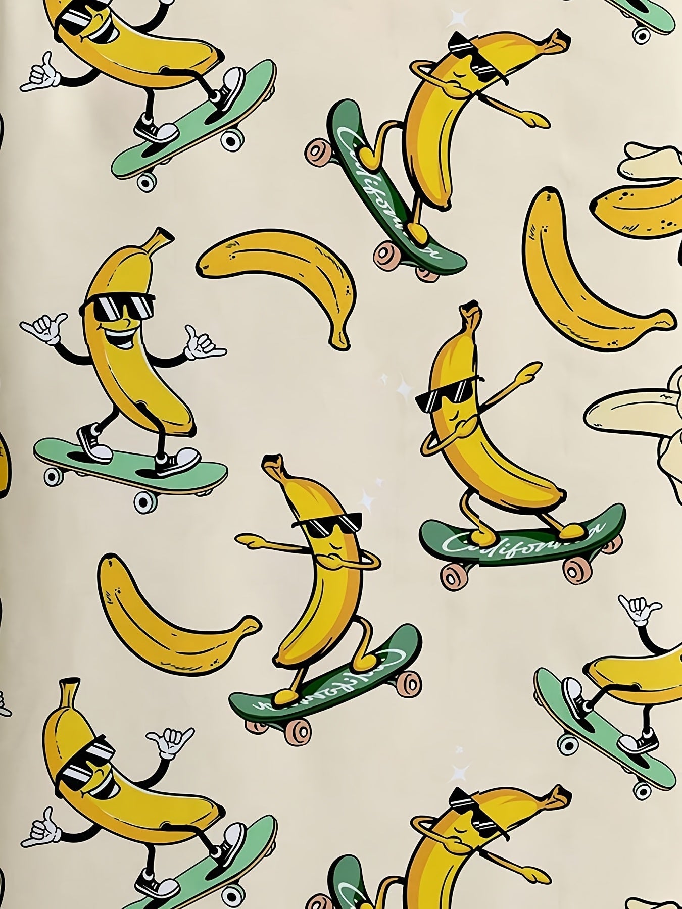 Lässiges Herrenhemd mit lustigem Bananen-Skateboard-Motiv, sommerlich und originell