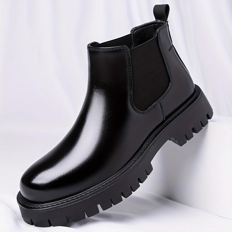 Bottes Chelsea noires à semelle crantée basses pour homme, style bottines classiques
