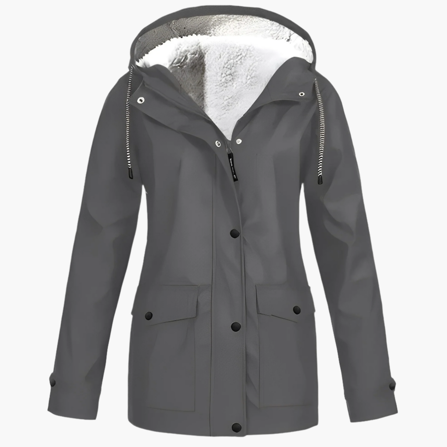 Chaqueta impermeable para mujer estilo urbano forrada con polar para invierno y lluvia