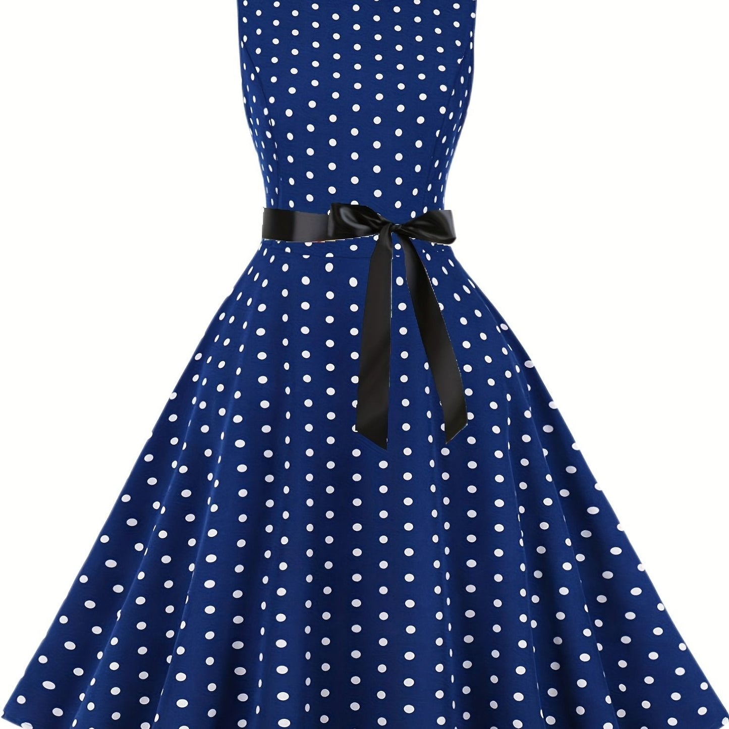 Vestido vintage sin mangas con lunares para mujer, estilo retro acampanado, ideal para el verano y ocasiones especiales