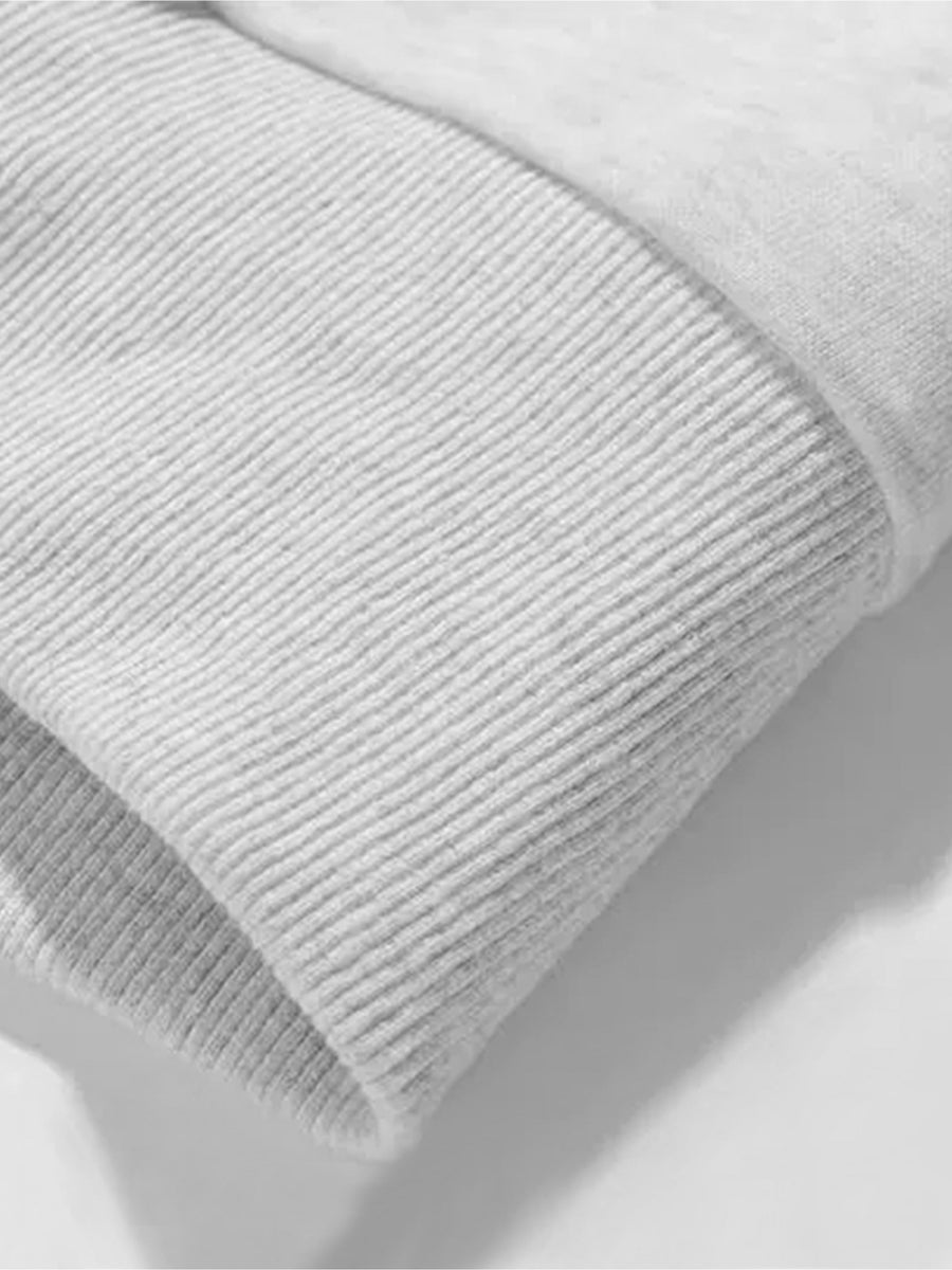 Sweat à Capuche Gris Clair avec Motif Chat Noir