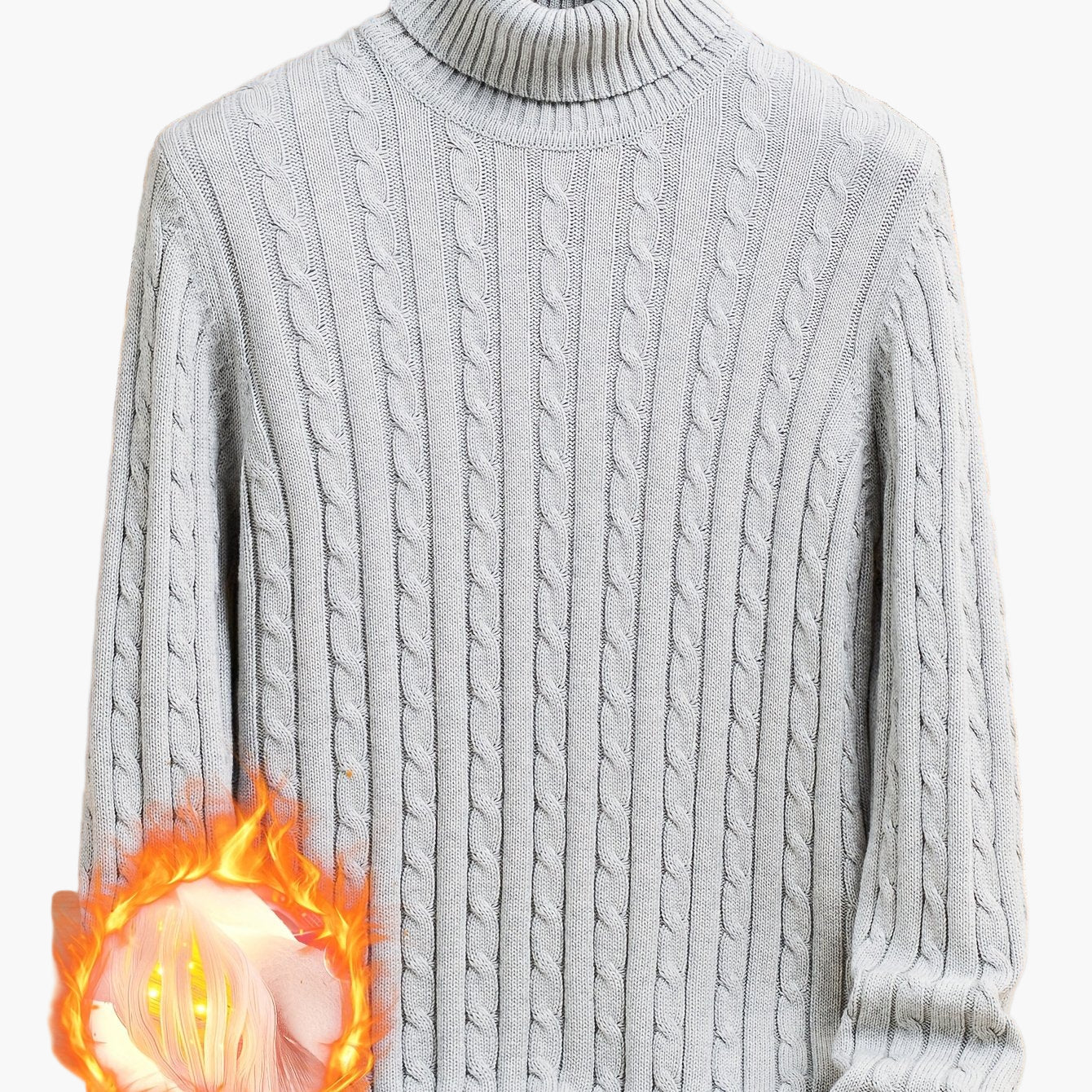 Pull à col roulé torsadé style décontracté pour homme - Manches longues, usage quotidien