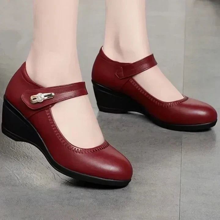 Chaussures compensées Mary Jane à bride, couleur unie