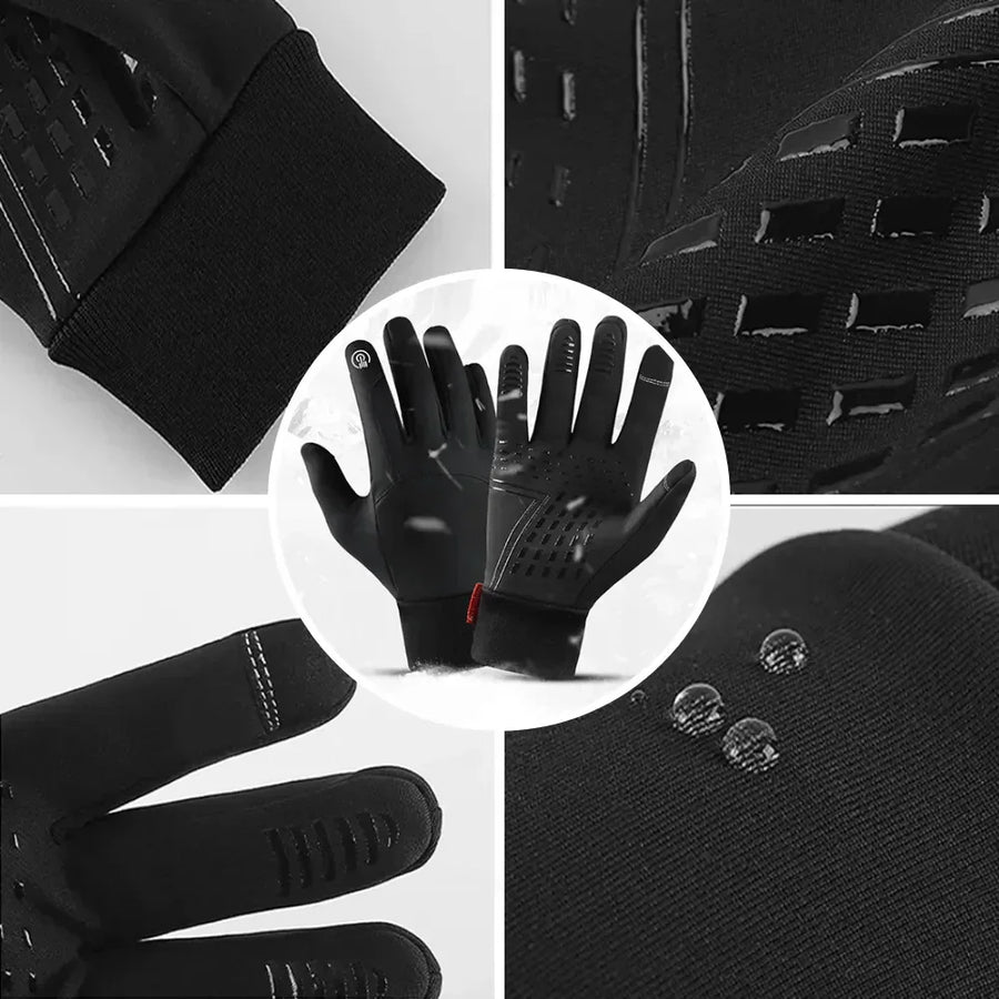 Durable solid-color touchscreen sports gloves with grip and elastic cuffs