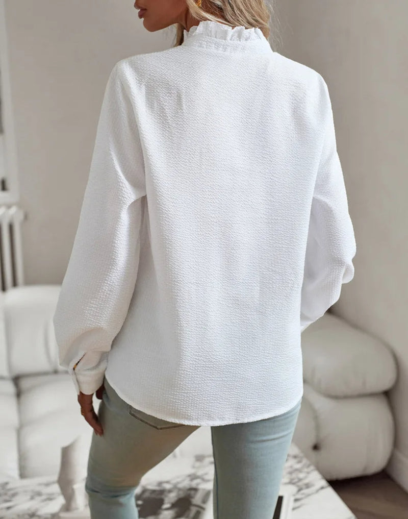 Chemisier Femme Élégant à Volants Style Décontracté et Chic pour Bureau et Quotidien