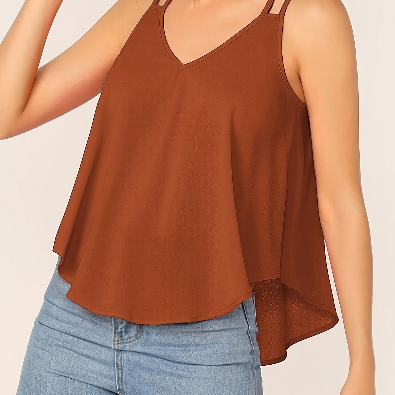Flydende top med dobbelte stropper til kvinder, casual chic stil