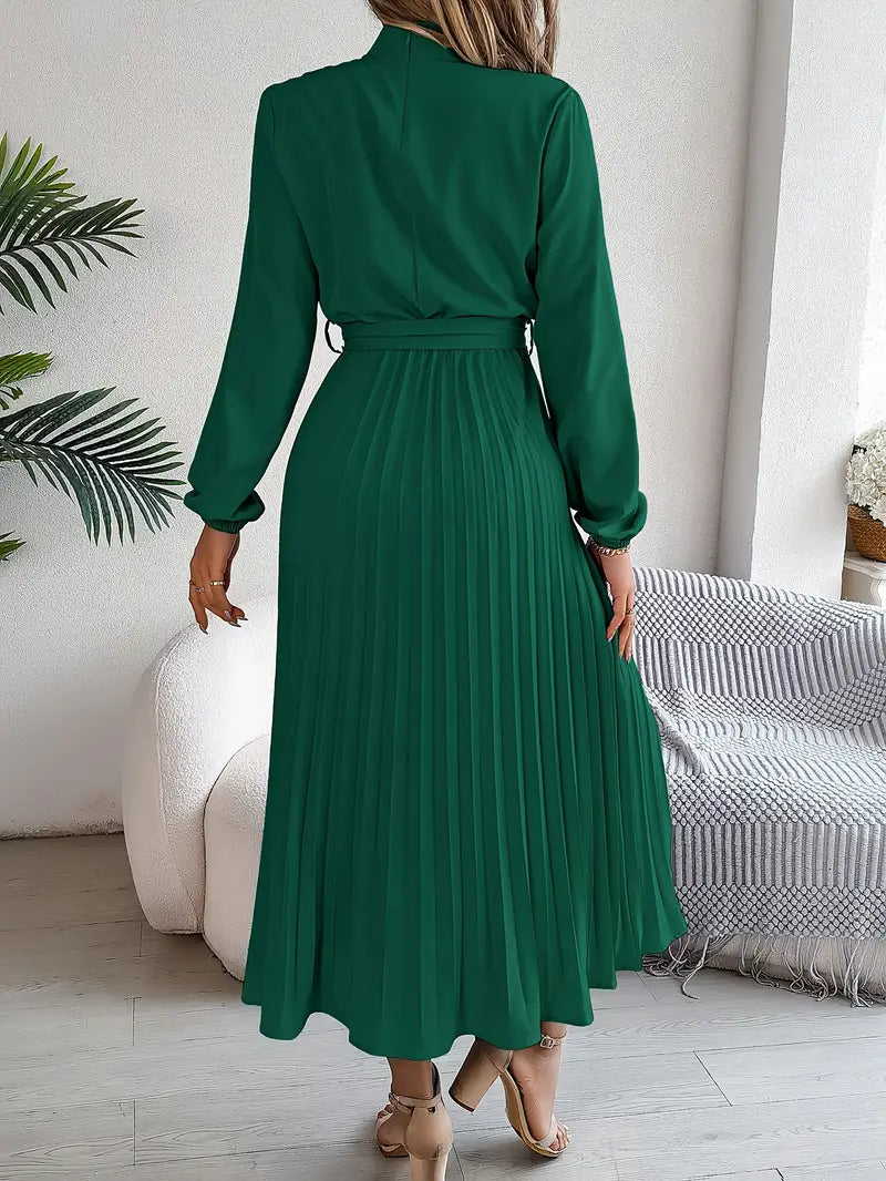 Robe mi-longue élégante à plis pour femme – Style chic et polyvalent pour occasions spéciales