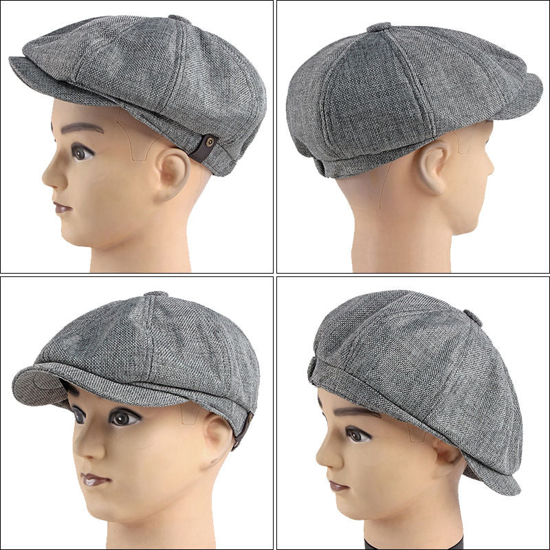 Men's Gatsby-Style Flat Beret Cap, Various Colors, Elegant Visual Texture