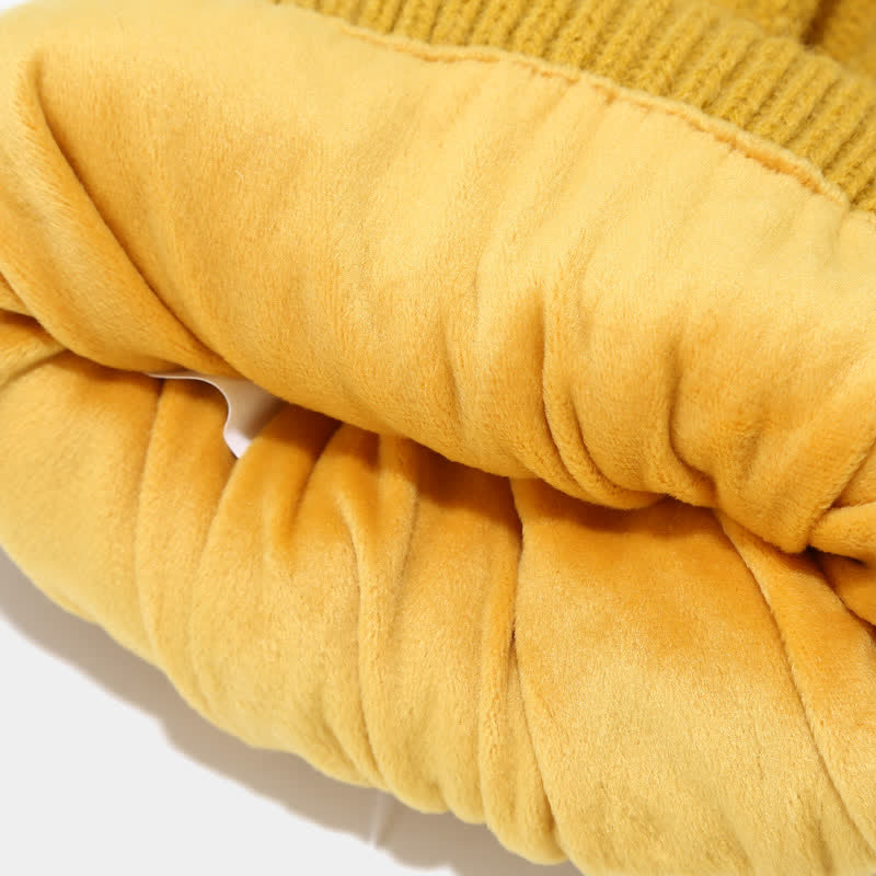 Set met wintermuts, sjaal en touchscreenhandschoenen - ruitmotief, geel