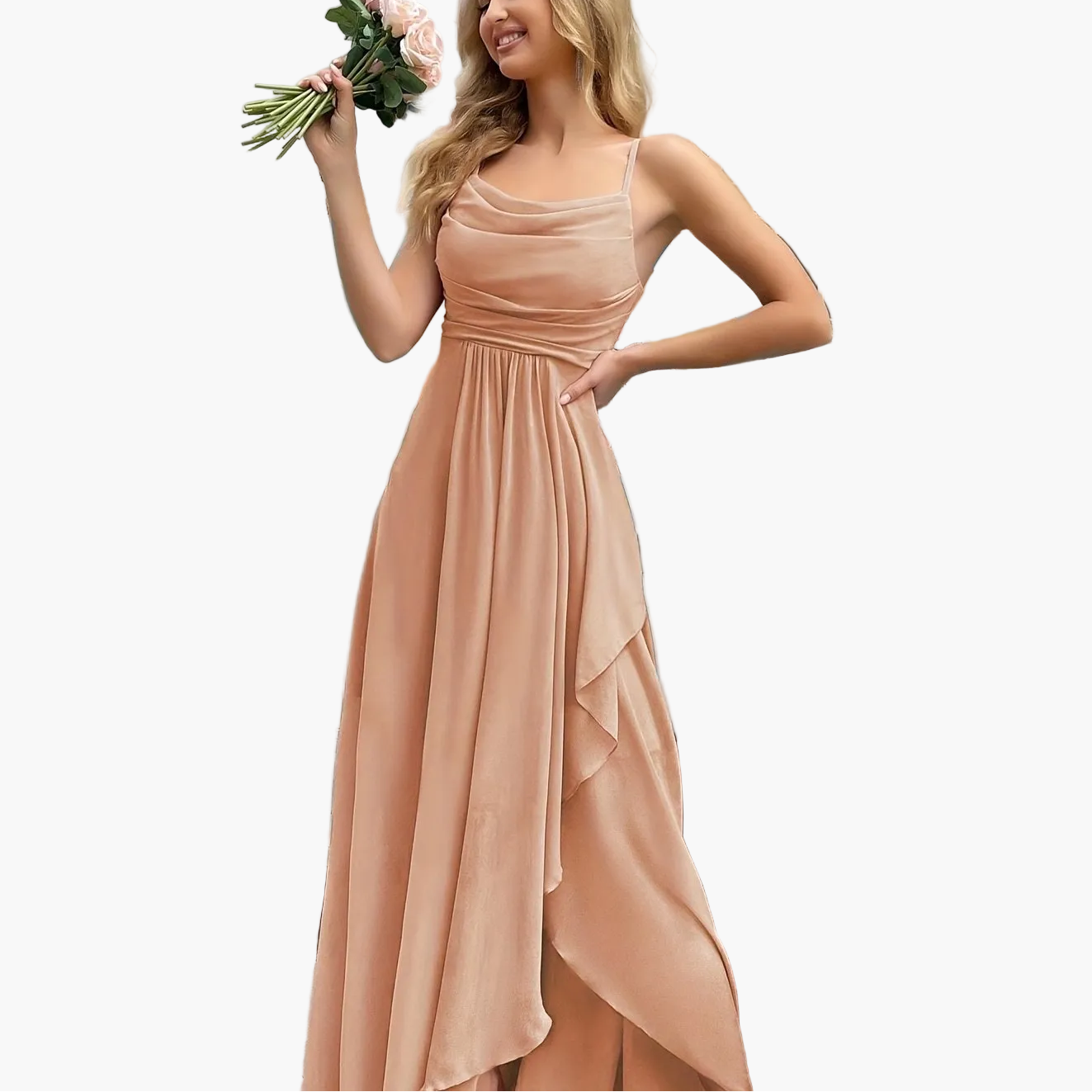 Robe de soirée élégante femme longue style fluide pour événements et cérémonies