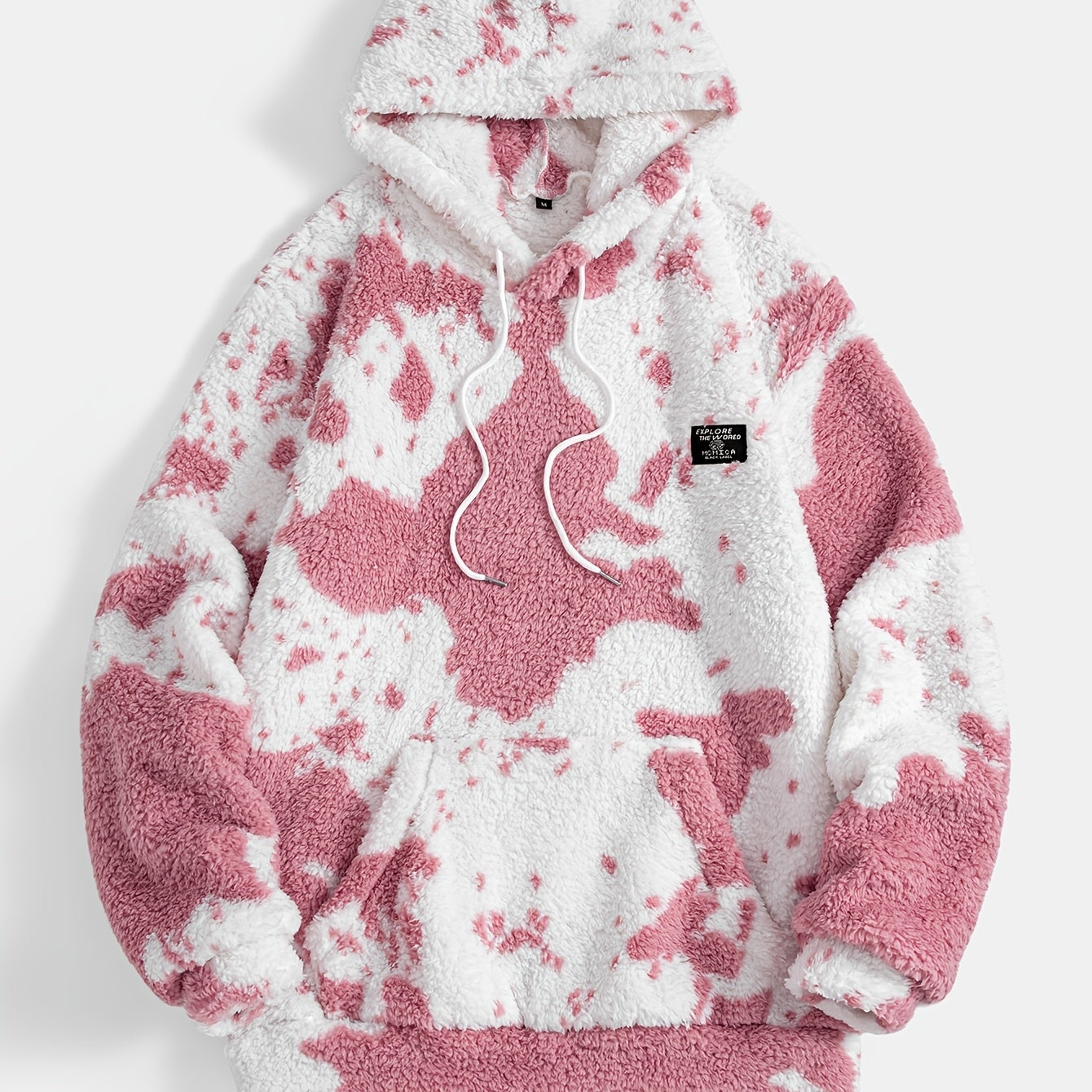 Sweat à capuche Sherpa motif peau de vache bicolore avec poche kangourou