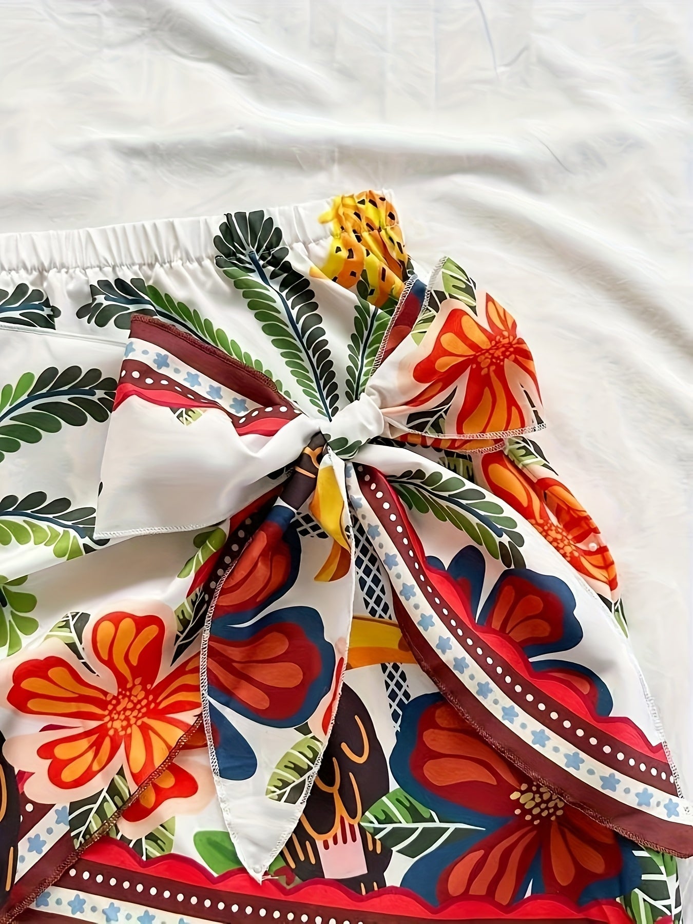 Falda de playa tropical para atar para mujer – Estilo vacaciones, diseño exótico, ideal para el verano