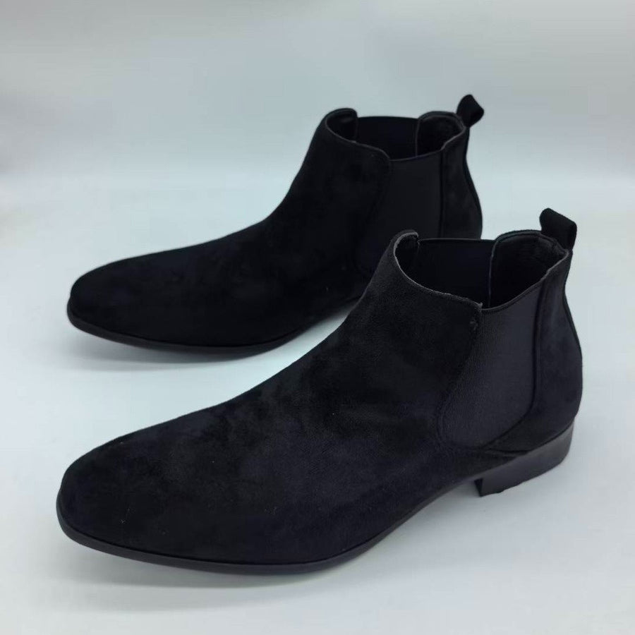 Bottes Chelsea pour homme en tissu aspect daim noir à bout pointu