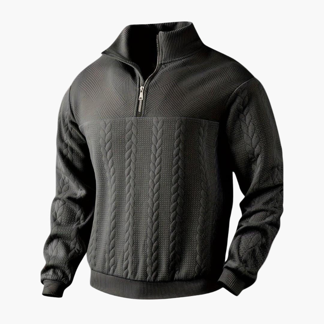 Jersey de media cremallera para hombre estilo trenzado elegante para otoño e invierno