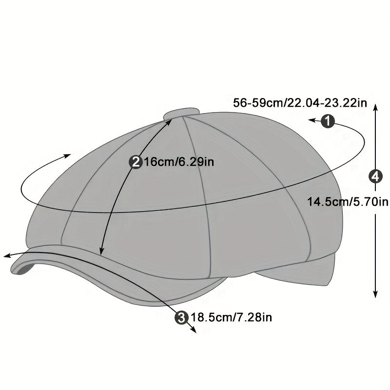 Men's Gatsby-Style Flat Beret Cap, Various Colors, Elegant Visual Texture