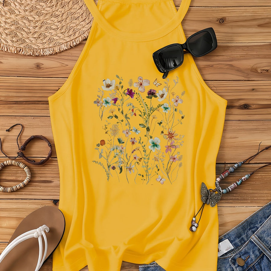 Débardeur Femme Style Bohème à Motif Fleurs Sauvages – Idéal Été et Loisirs