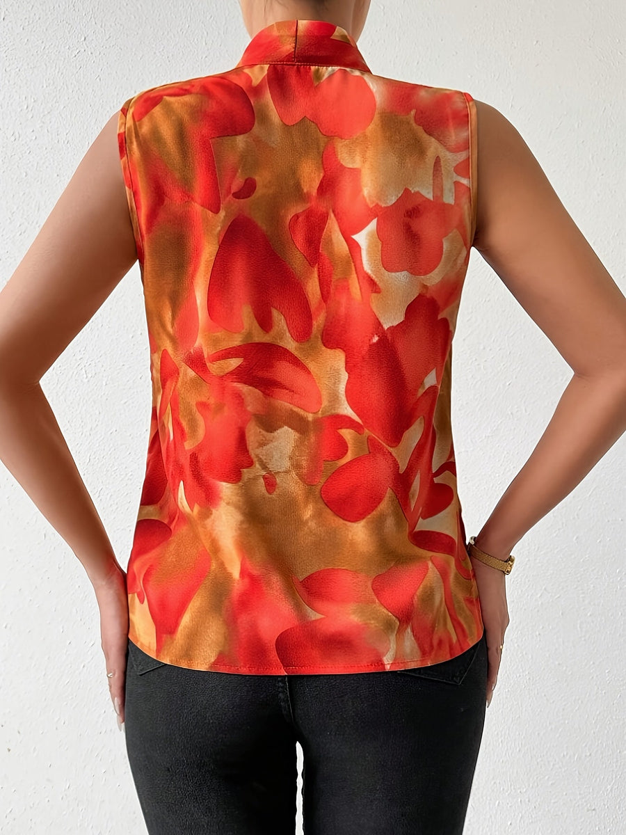 Women's sleeveless blouse, chic style with draped collar for an elegant and modern look
