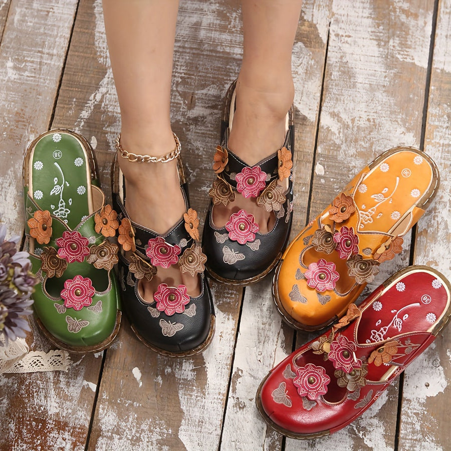 Sabots compensés bohèmes pour femme style fleuri confortable et original