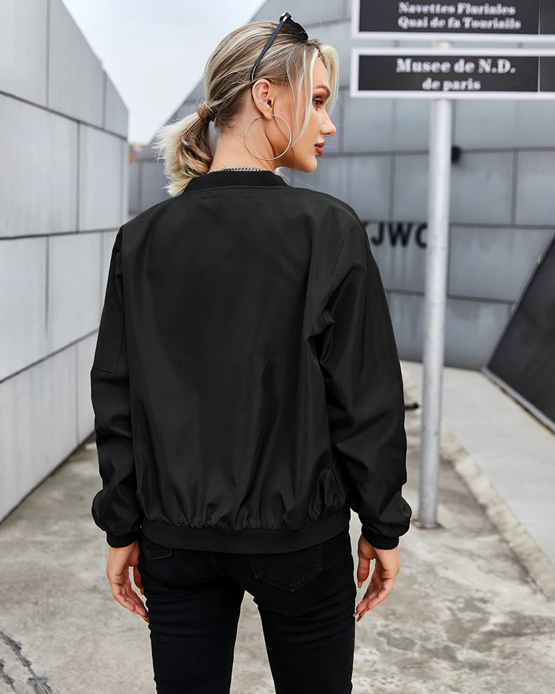 Chaqueta Bomber Clásica Casual para Mujer – Estilo Urbano y Versátil