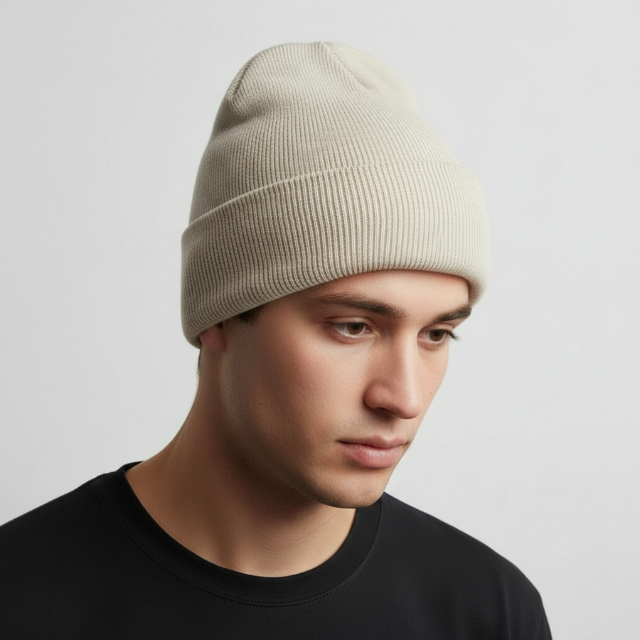 Einfarbige gerippte Strickmütze für Männer oder Frauen, Farbe nach Wahl