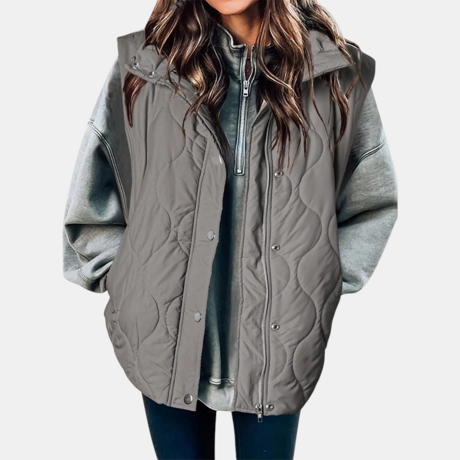 Women's quilted vest, sleeveless puffer jacket with zipper and buttons