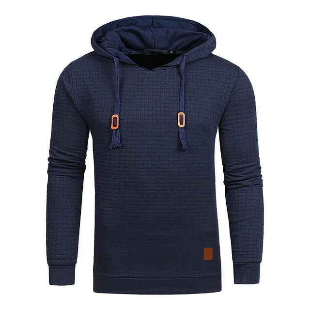 Strukturierter Strick-Kapuzenpullover für Herren in Beige mit Kordelzug