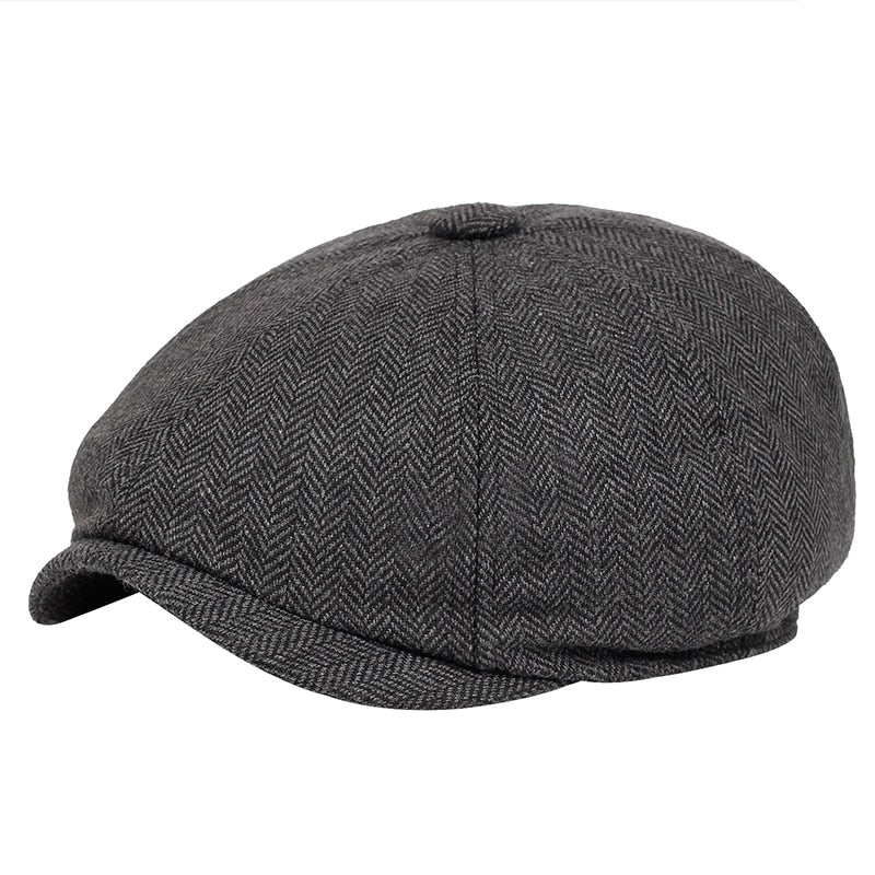 Casquette Plate Motif Chevron Foncé Style Rétro pour Homme