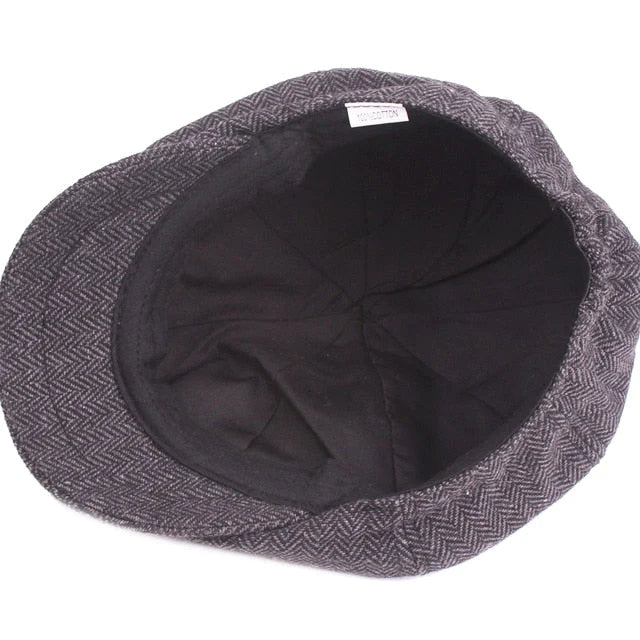 Casquette Plate Motif Chevron Foncé Style Rétro pour Homme