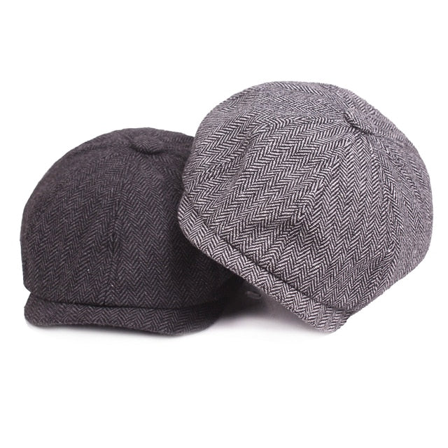 Casquette Plate Motif Chevron Foncé Style Rétro pour Homme