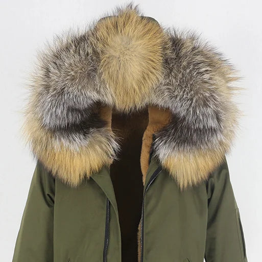 Men's Long Casual Parka with Removable Fur-Lined Hood