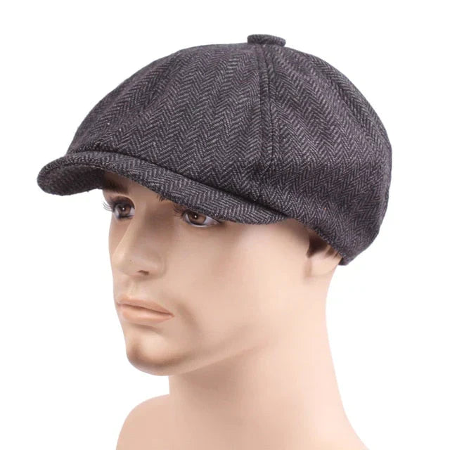 Casquette Plate Motif Chevron Foncé Style Rétro pour Homme