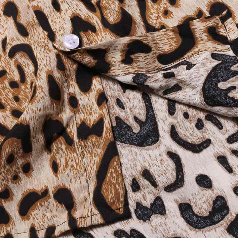 Kortärmad skjorta med leopardmönster för herr