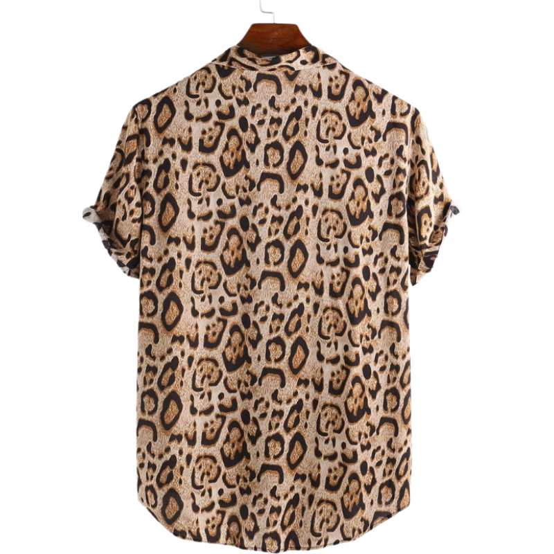 Kortärmad skjorta med leopardmönster för herr
