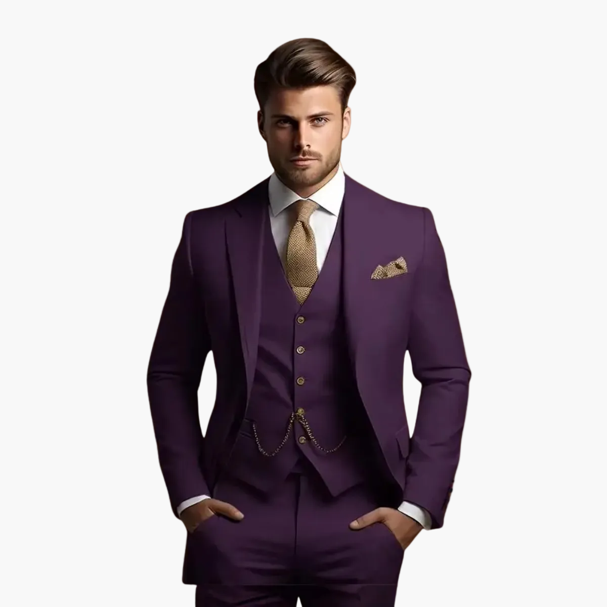 Abito uomo tre pezzi elegante stile moderno per occasioni formali e cerimonie