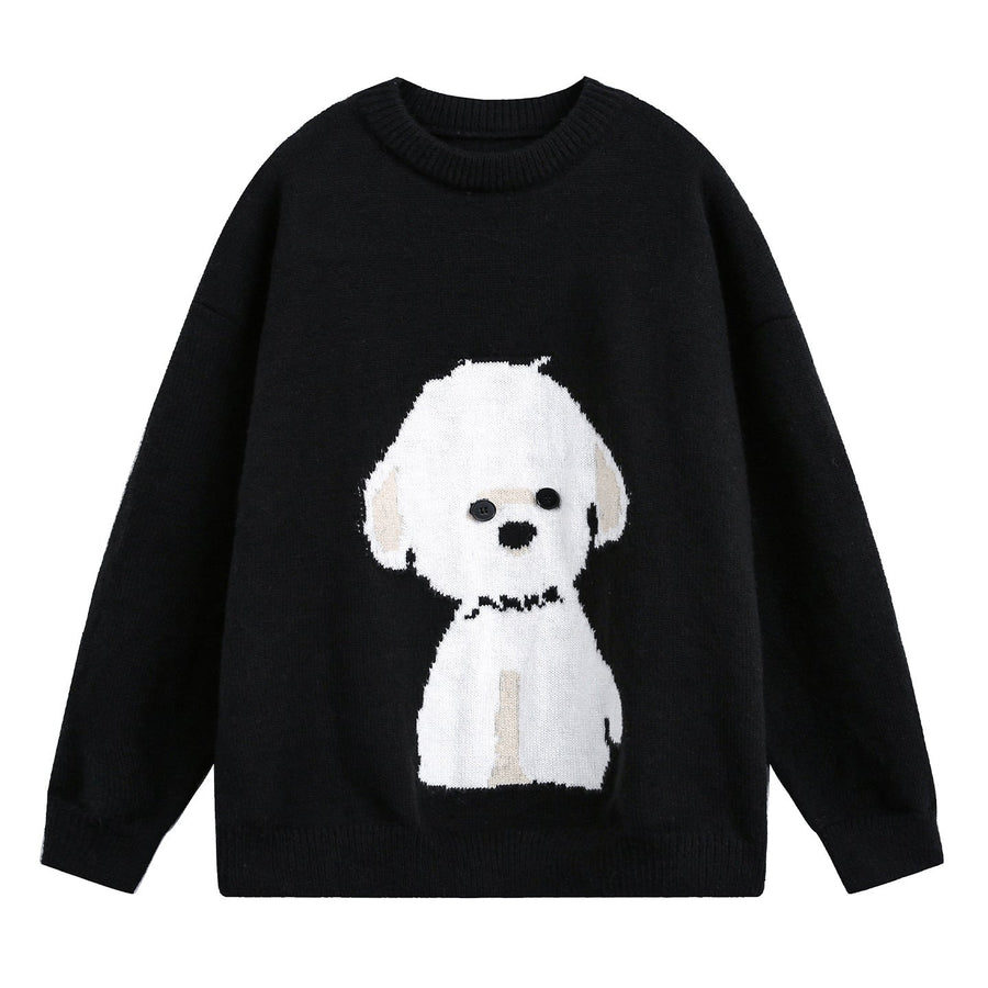 Unisex-Strickpullover mit Bichon-Hundemuster
