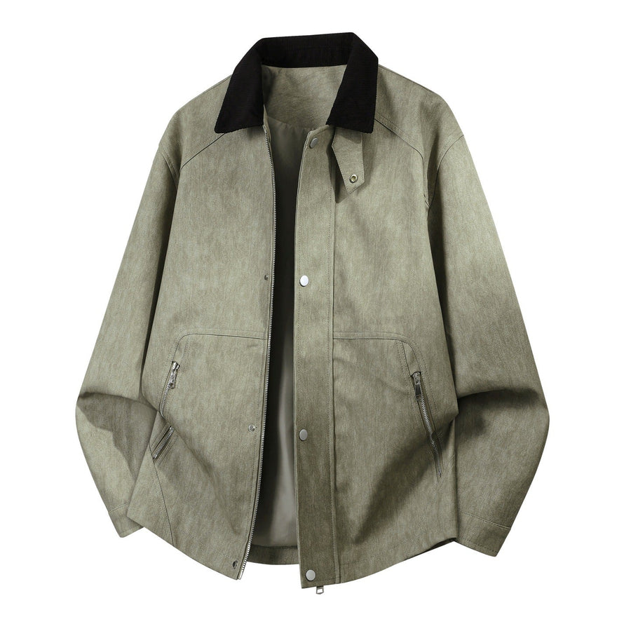 Overshirt-jakke med kontrastkrave og lynlåslommer til mænd