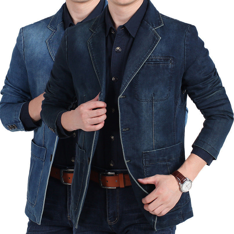 Men's Casual Straight-Fit Denim Blazer