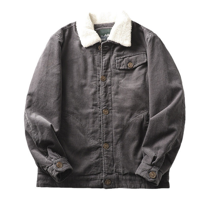 Men's Brown Corduroy Jacket with Sherpa Lining