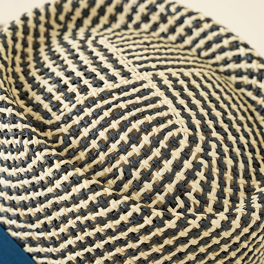 Sombrero de paja trenzada bicolor con cinta de color liso