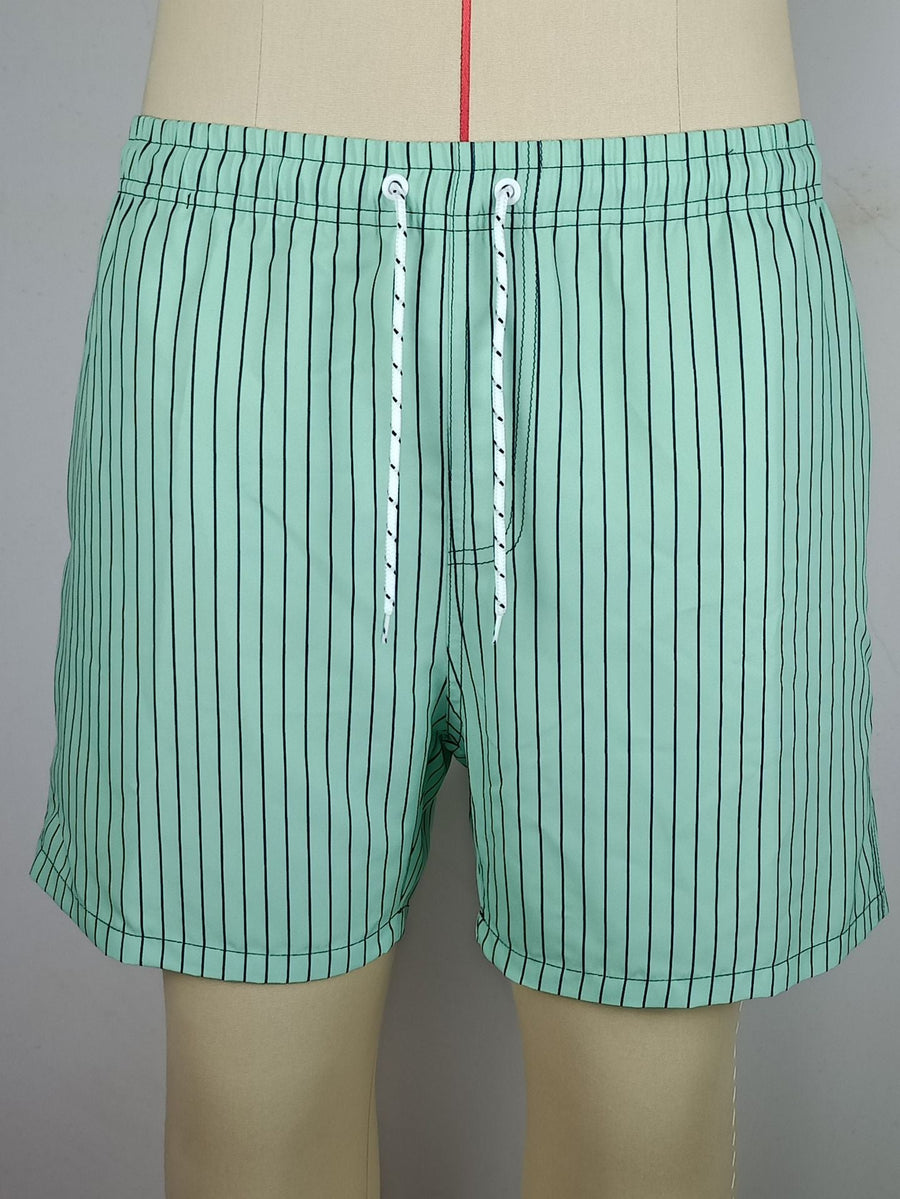Herrebadeshorts med stripemønster, elegant stil for strand og fritid