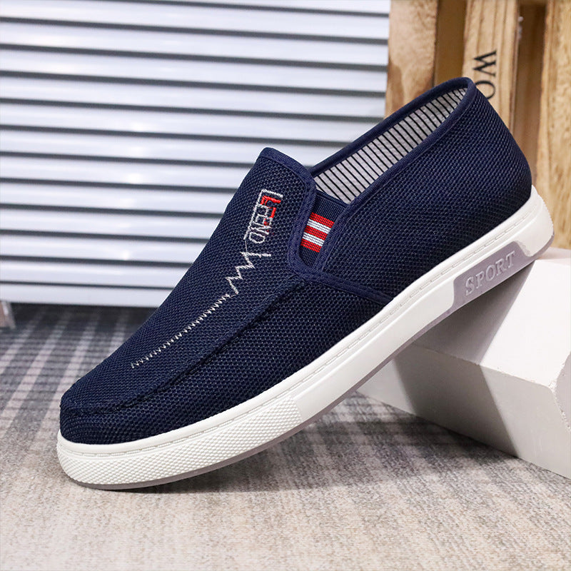 Casual canvasloafers voor heren met structuur en witte zool