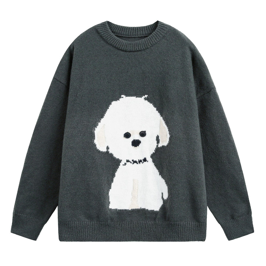 Unisex-Strickpullover mit Bichon-Hundemuster